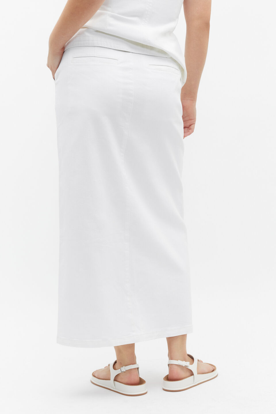 Denim Pencil Skirt  White