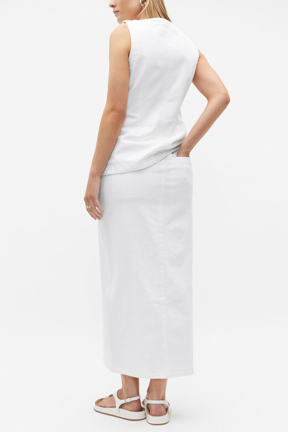 Denim Pencil Skirt  White