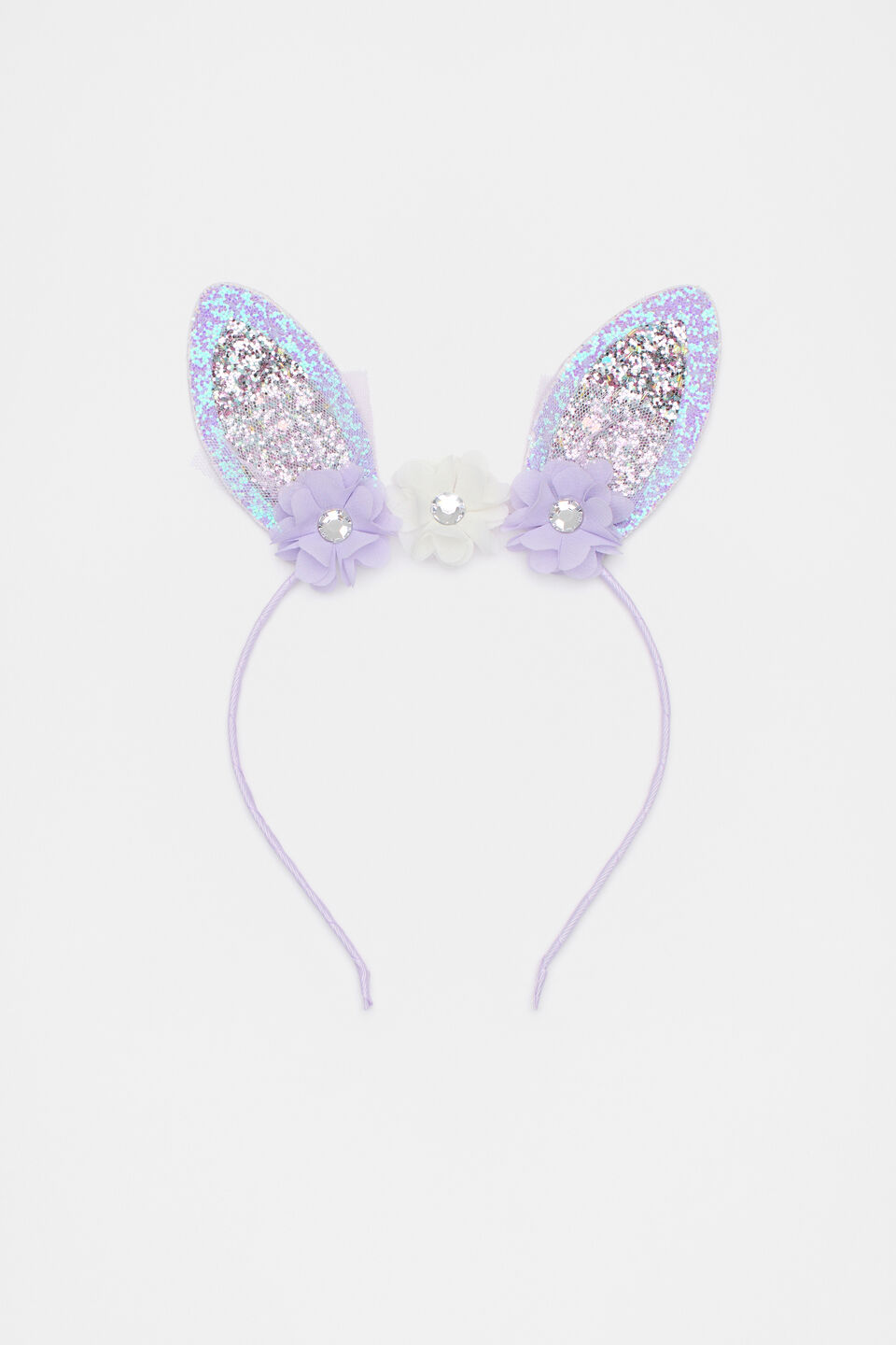 Flower Bunny Ears Head Band  Soft Lilac