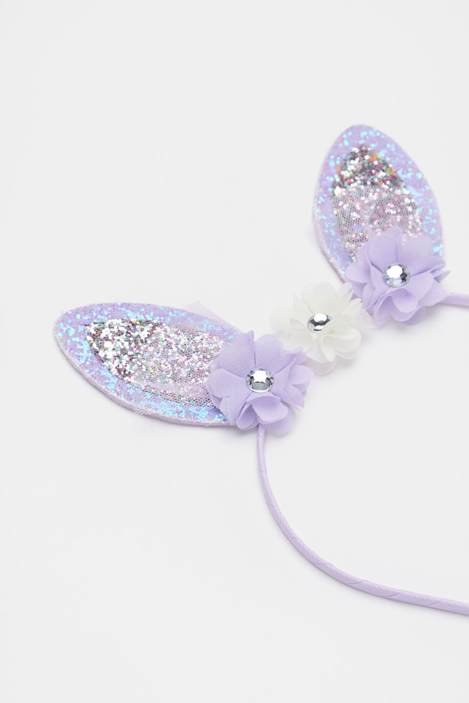 Flower Bunny Ears Head Band  Soft Lilac