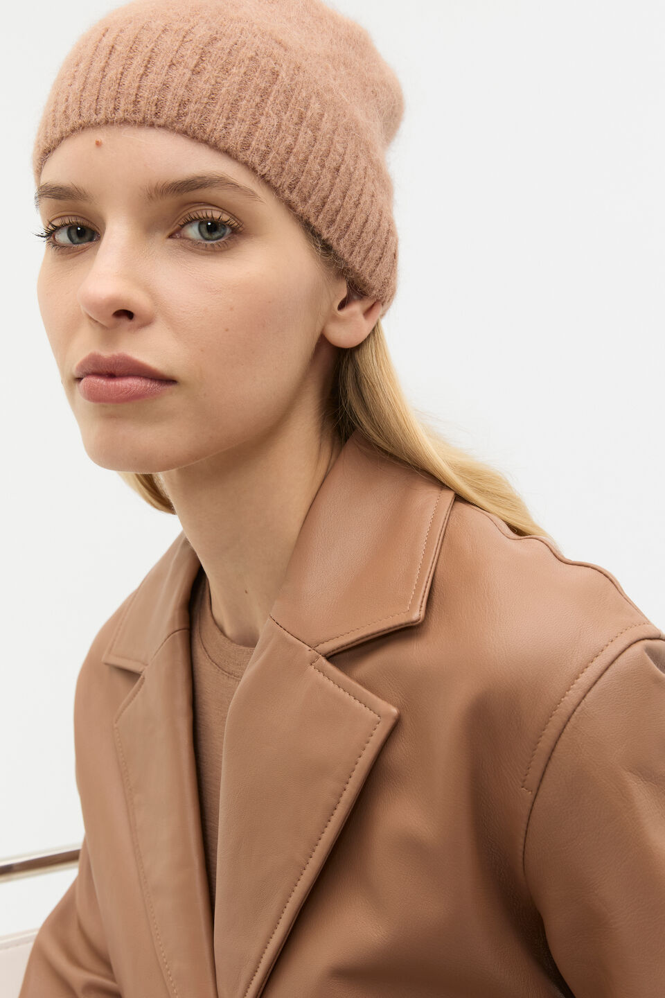 Fluffy Textured Beanie  Amaretto