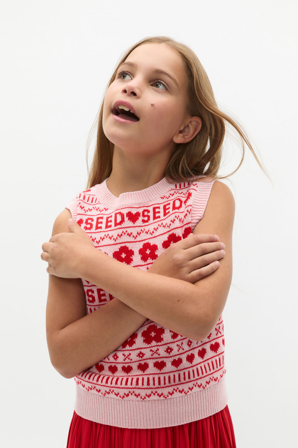 Fairisle Vest  Rose Petal