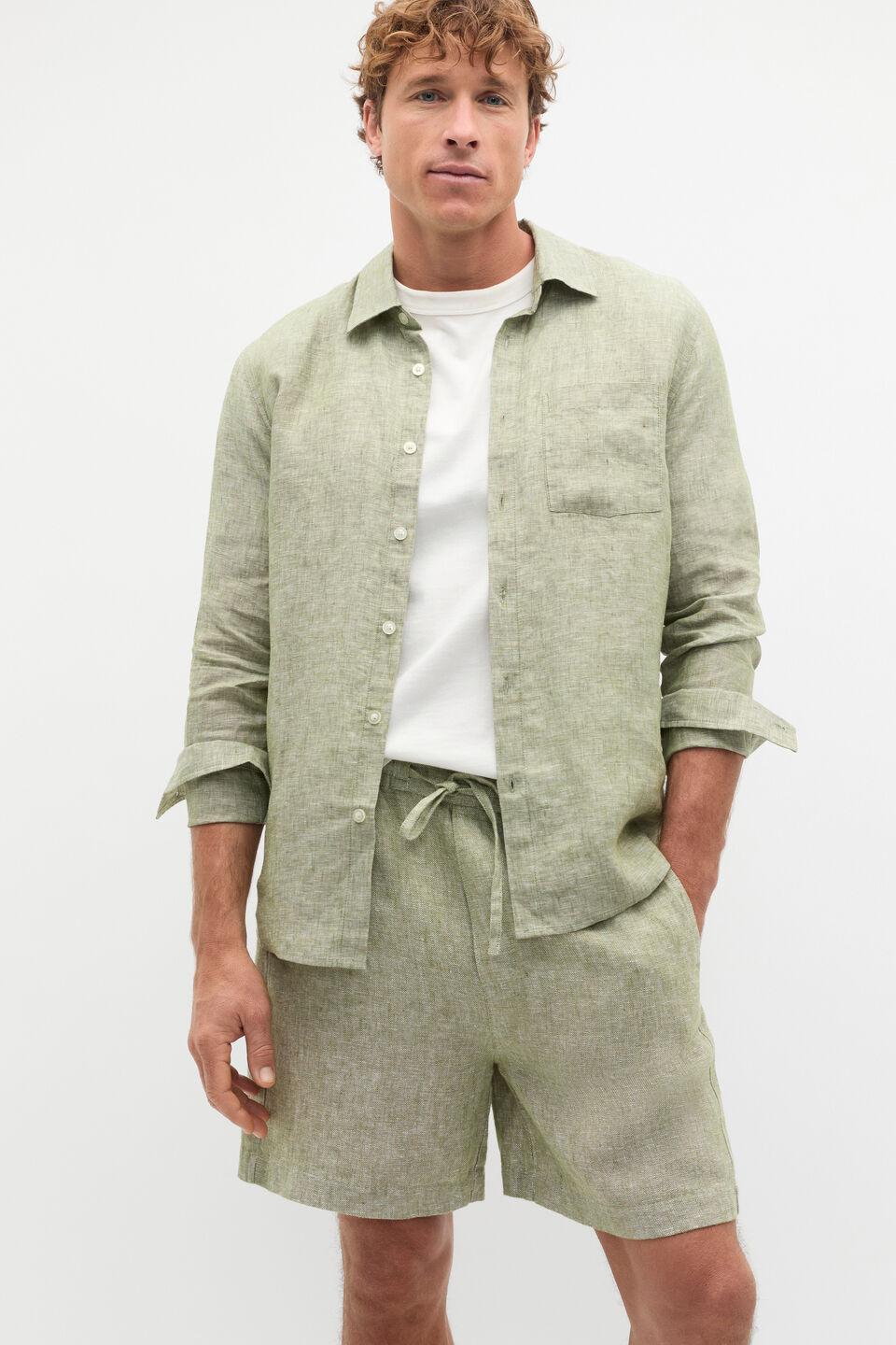 Linen Everyday Shirt  Green Apple