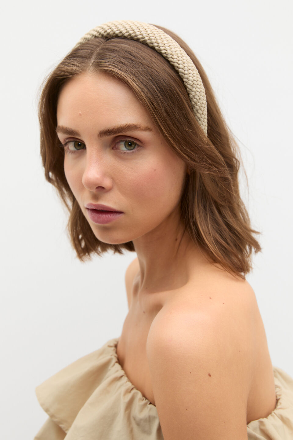 Woven Alice Band  Iced Latte