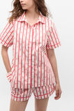 Christmas Stripe Shirt and Short PJ Set  Vintage Cream  hi-res
