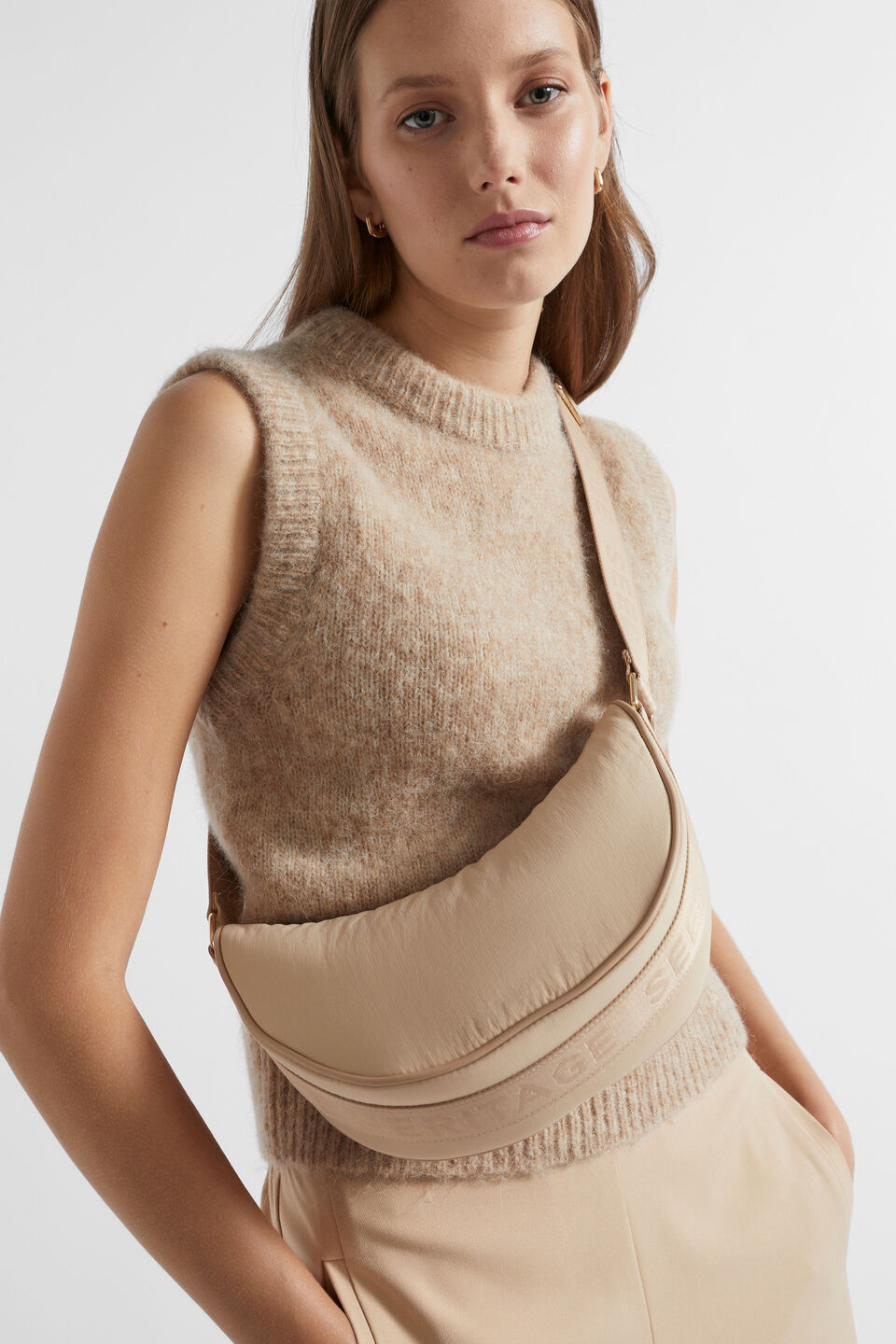 Monochrome Saddle Bag  Champagne Beige