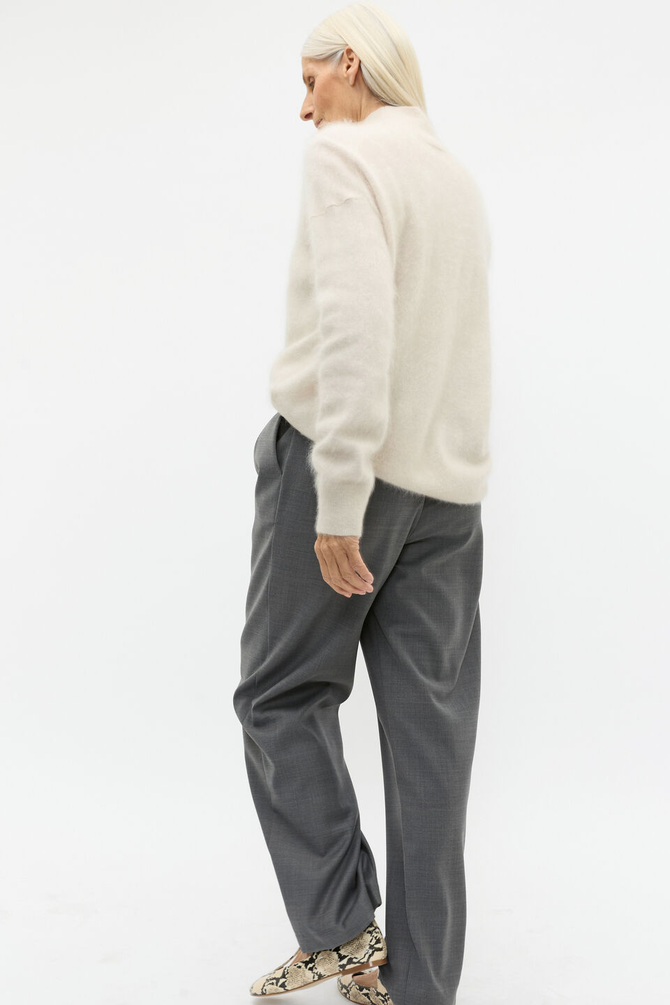 Brushed Cashmere Roll Neck Knit  Oat Marle