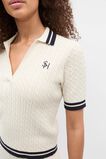 Cable Knit Polo  Coconut Cream  hi-res