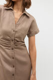 Linen Ruched Shirt Dress  Nutmeg  hi-res