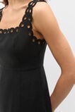 Linen Embroidered Midi Dress  Black  hi-res