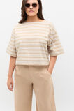 Cotton Boxy Split Hem Tee  Ecru Stripe  hi-res