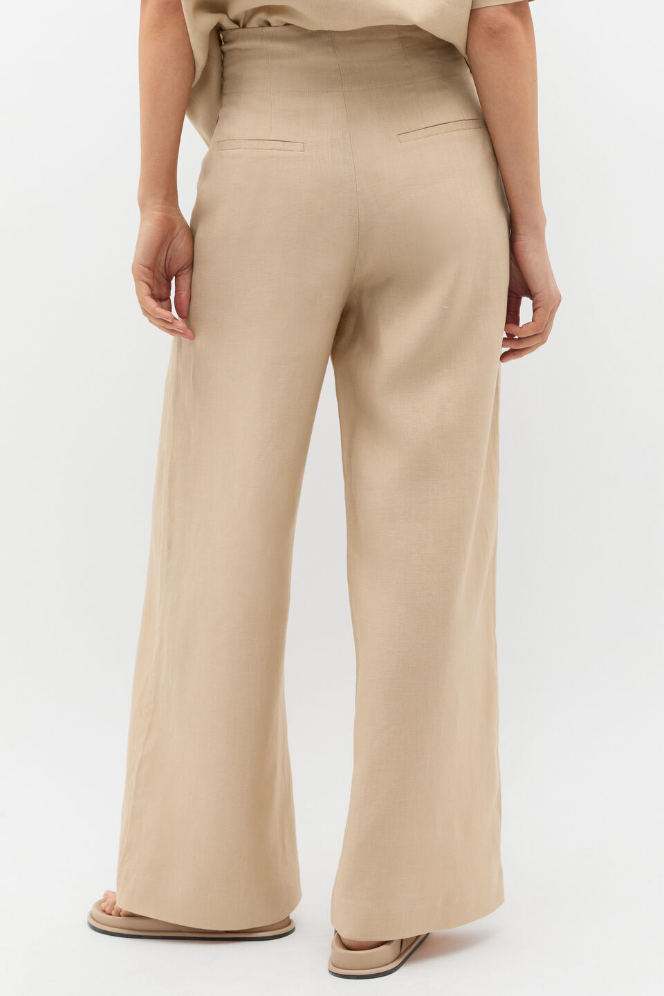 Core Linen Waisted Pant  Iced Latte