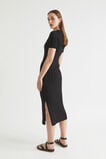 Rib Knit Twist Front Midi Dress  Black  hi-res