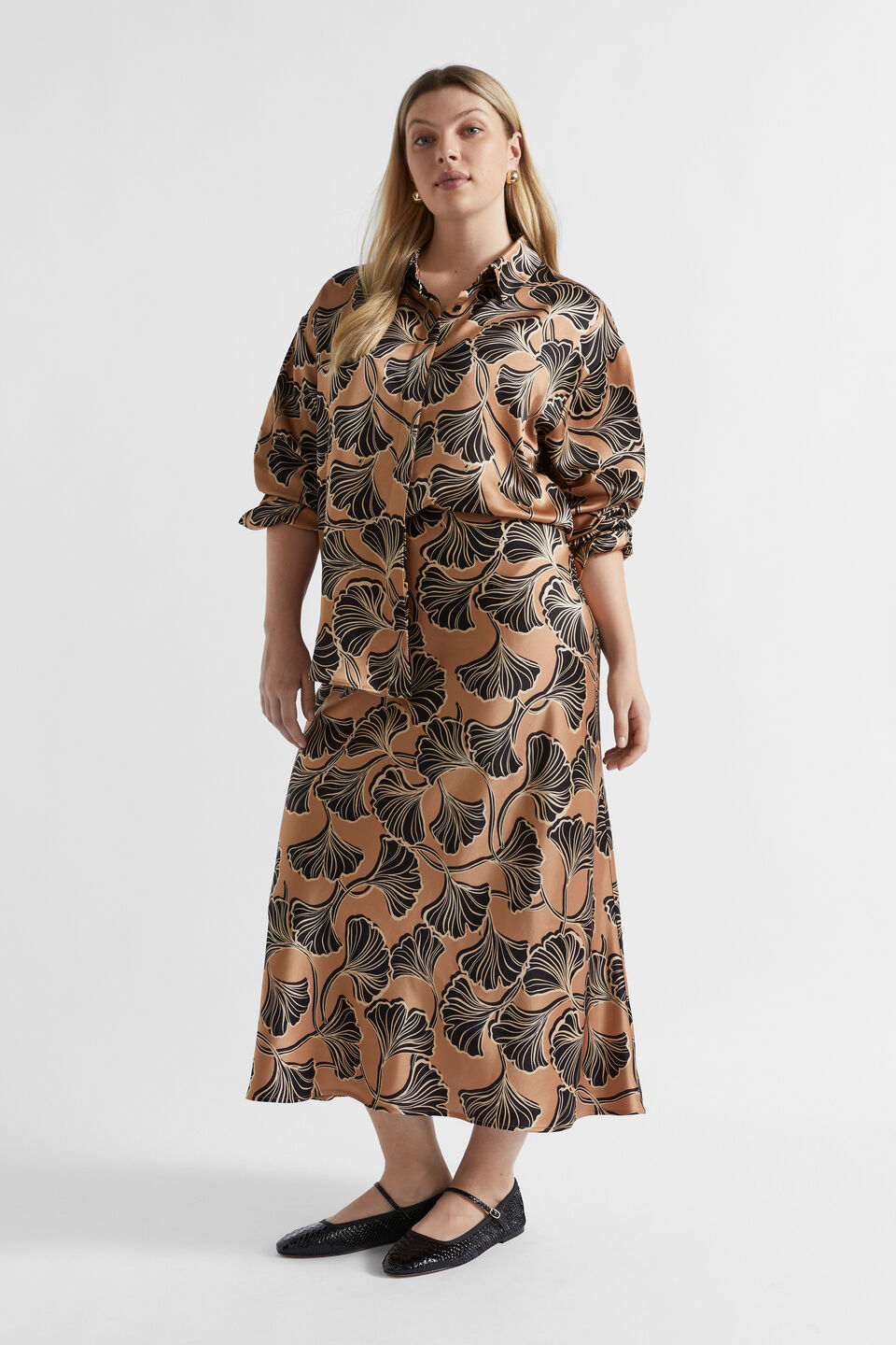 Satin Abstract Floral Skirt  Abstract Floral