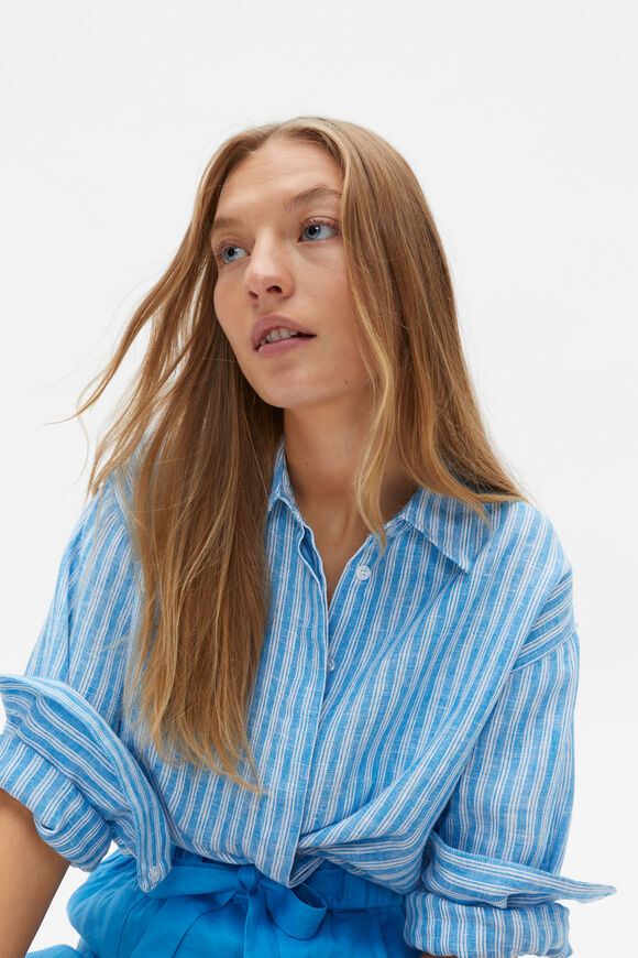 Core Linen Boyfriend Shirt  Amalfi Stripe  hi-res