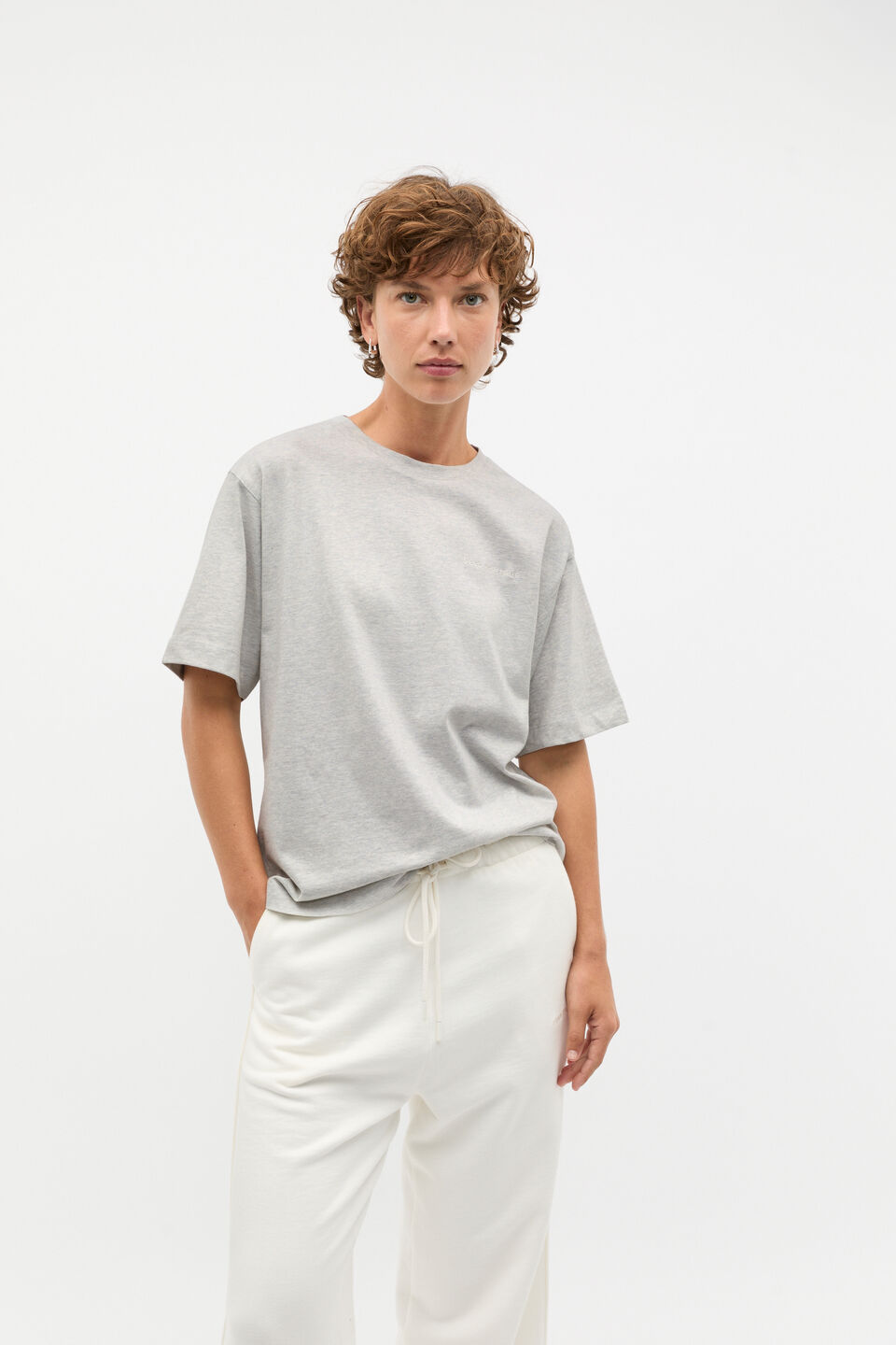 Heritage Embroidered Tee  Vintage Grey Marle