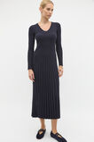 Pleated V Neck Knit Dress  Twilight Blue  hi-res