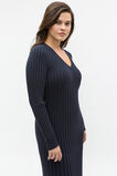 Pleated V Neck Knit Dress  Twilight Blue  hi-res