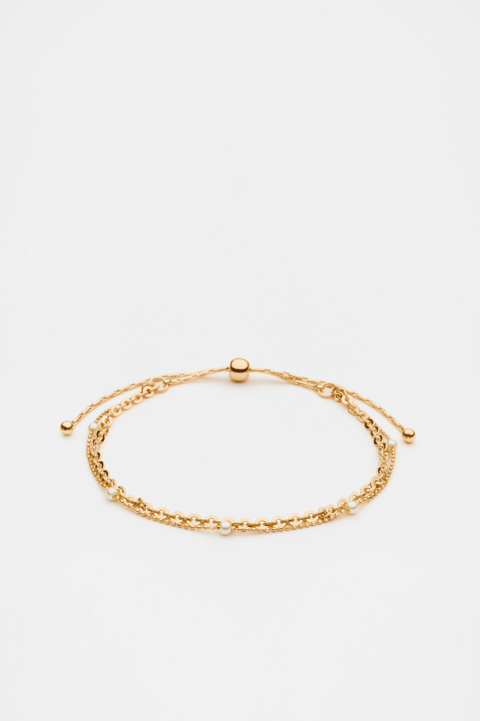 Pearl Station Toggle Bracelet  Gold