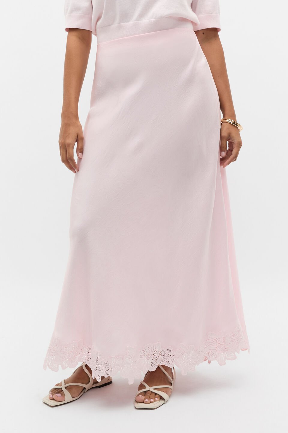 Crinkled Satin Skirt  Primrose