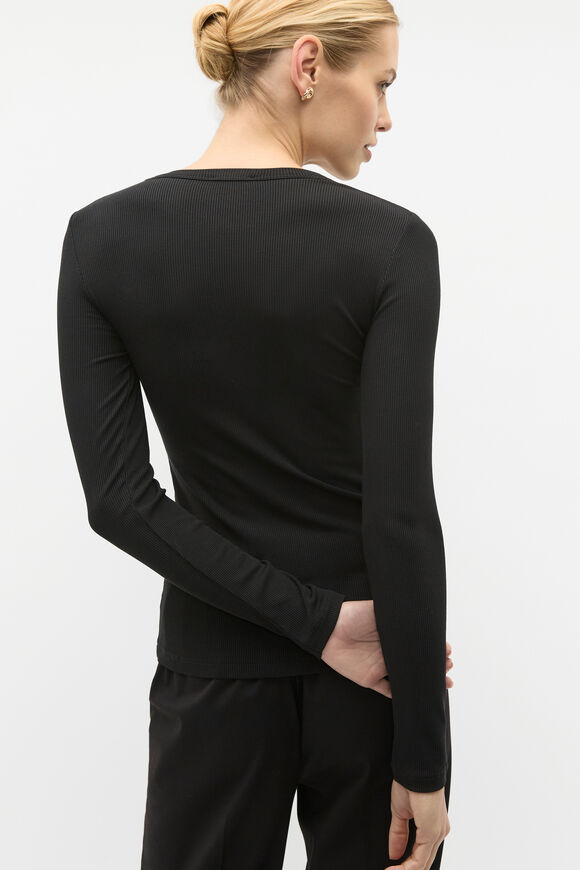 Core Rib Crew Neck Top  Black  hi-res