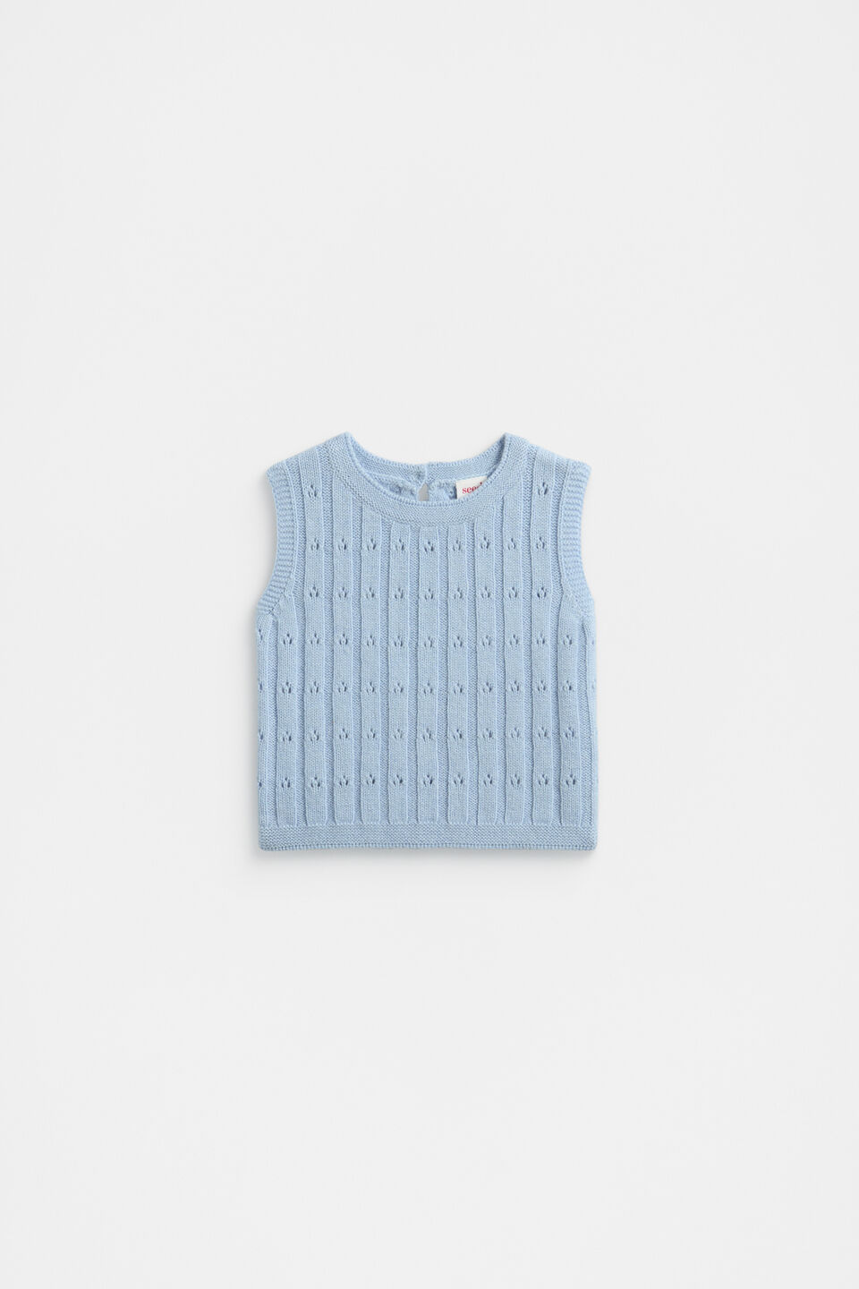 Pointelle Knit Vest  Pale Blue