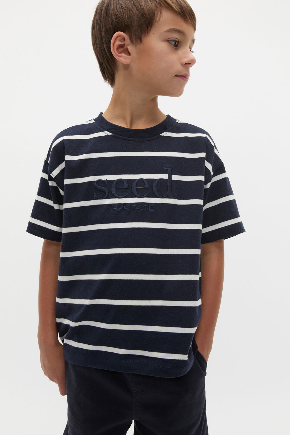 Stripe Logo Tee  Midnight Blue