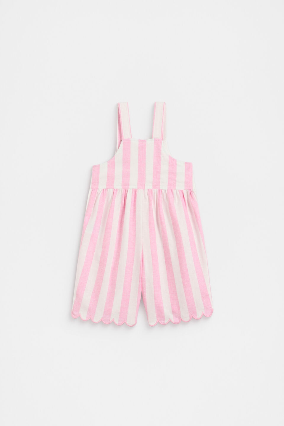 Stripe Scallop Overall  Candy Pink