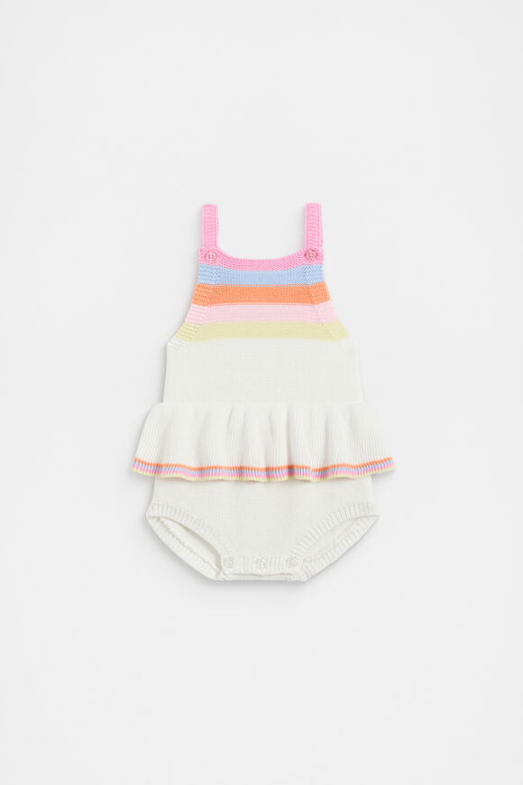 Stripe Knit Romper  Canvas  hi-res
