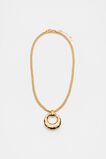 Textured Round Pendant Necklace  Gold  hi-res