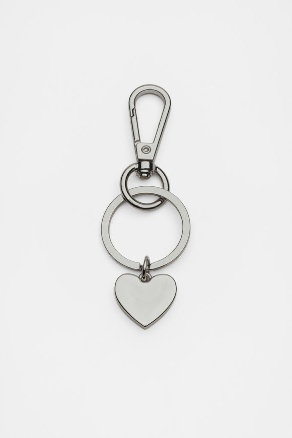 Silver Initials Keyring  Heart  hi-res