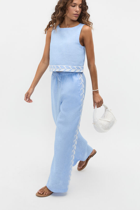 Motif Trim Shell Top  Cornflower Blue Crossdye  hi-res