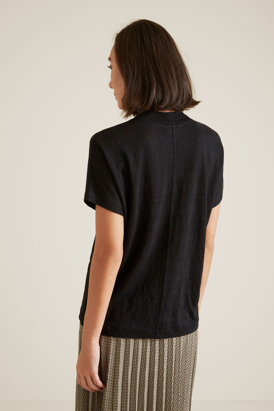Mock Neck Linen Top  