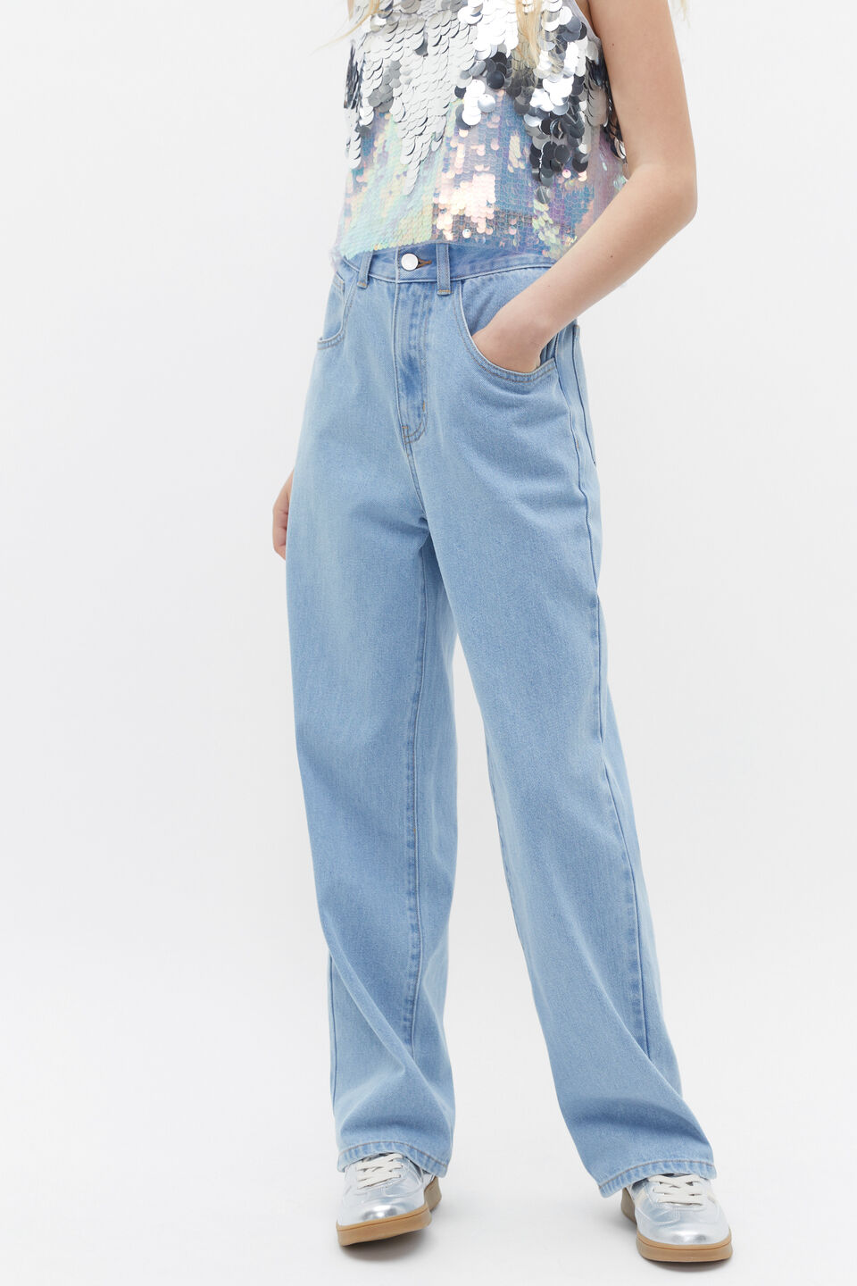 Straight Denim Jean  Washed Blue