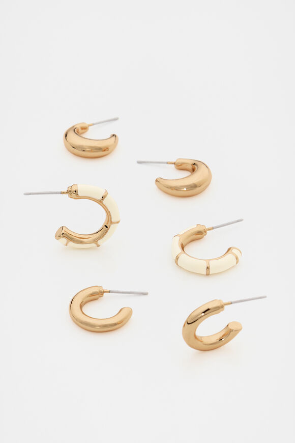 Enamel Hoop Ear Pack  Coconut Cream  hi-res