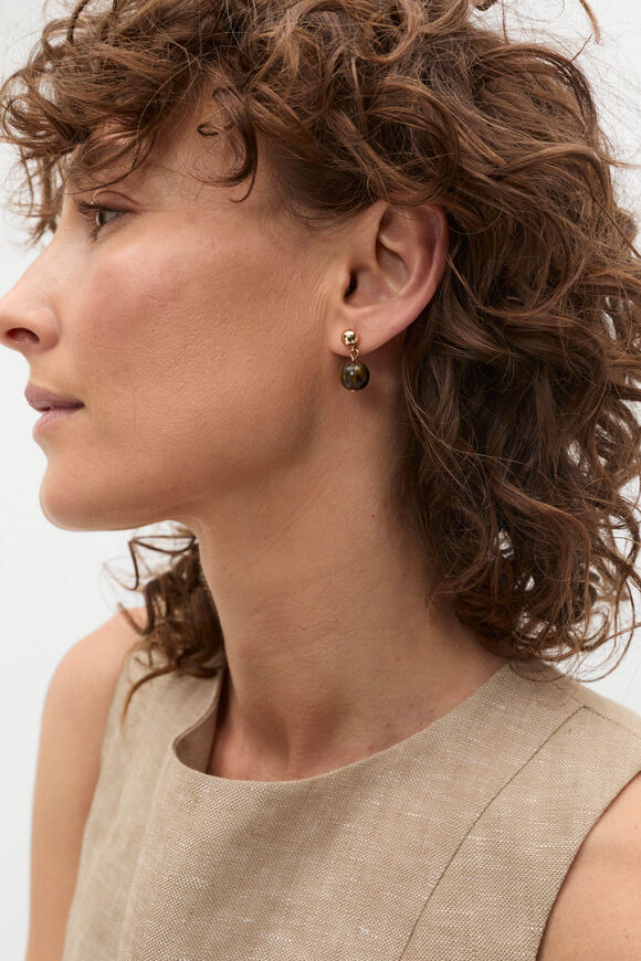 Stone Round Drop Earring  Gold  hi-res