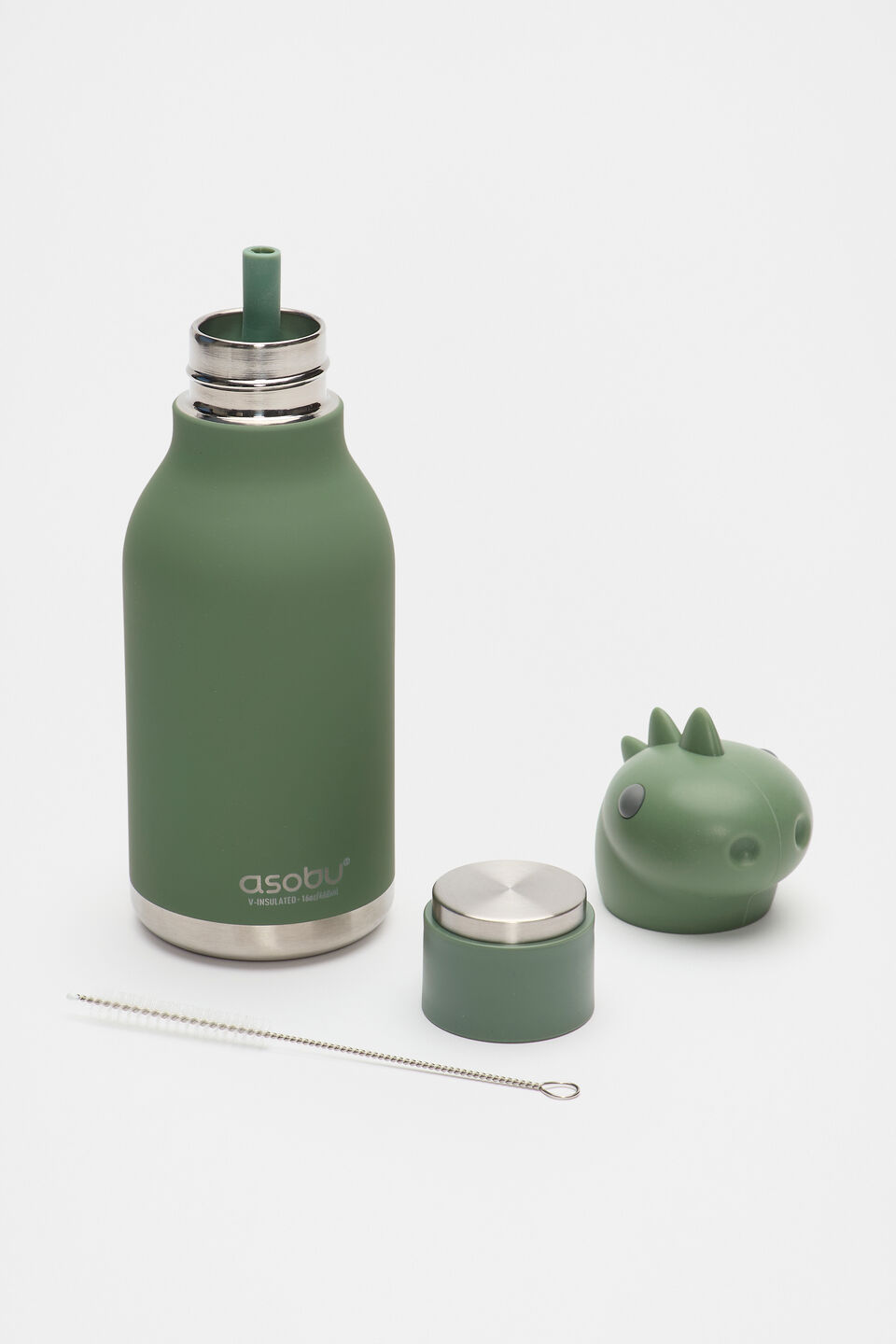 3dRose Accountant Themed Water Bottle - 21 Oz Stainless Steel, Green Pattern, Flip-Up Spout With Straw, White