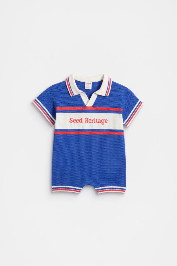 Logo Knit Romper  Azure Blue  hi-res