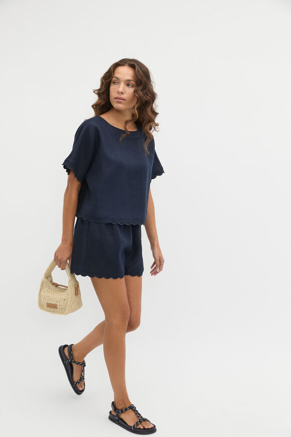 Linen Wave Scallop Short  Twilight Blue  hi-res