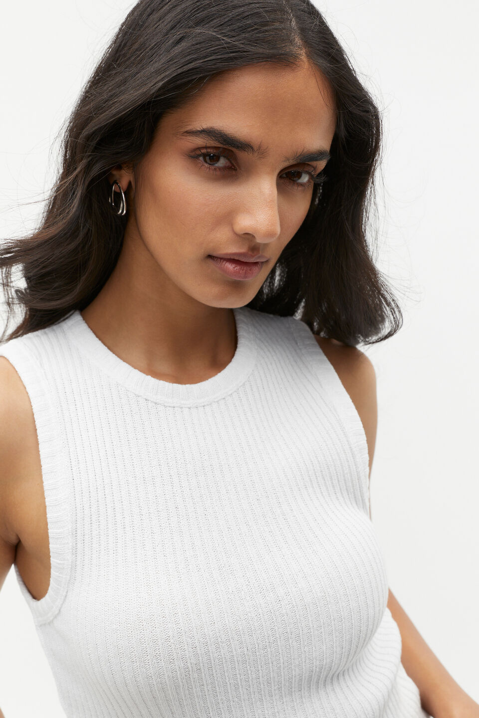 Textured Rib Tank  Whisper White