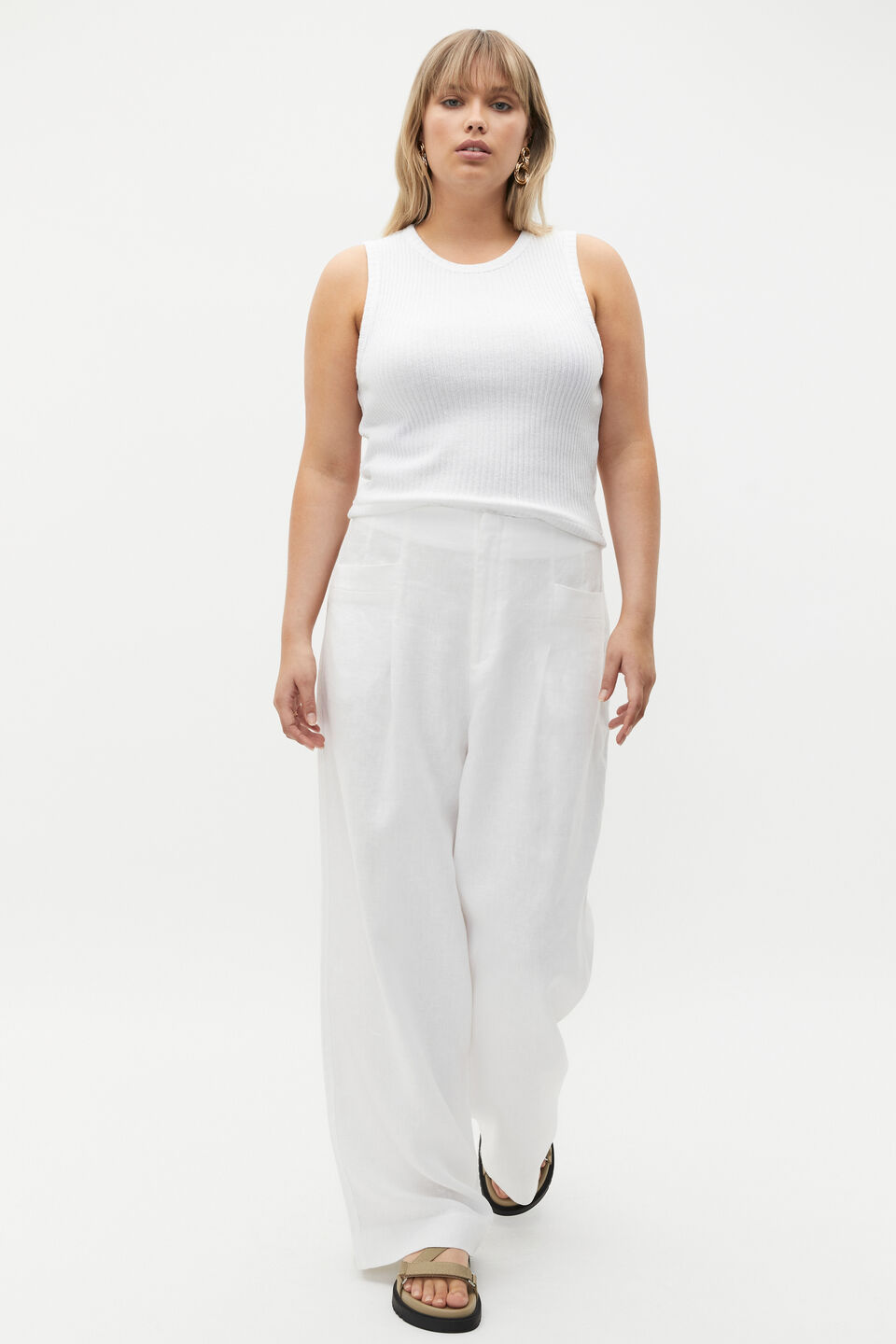 Textured Rib Tank  Whisper White