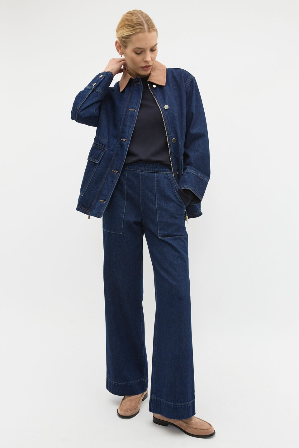 Australian Merino Relaxed Top  Twilight Blue