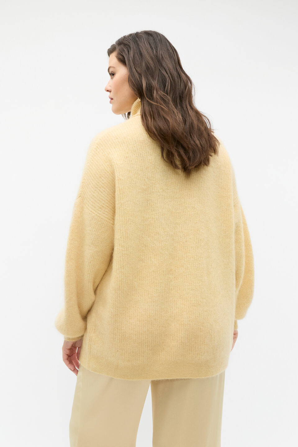 Longline Rib Roll Neck Knit  Marzipan Marle