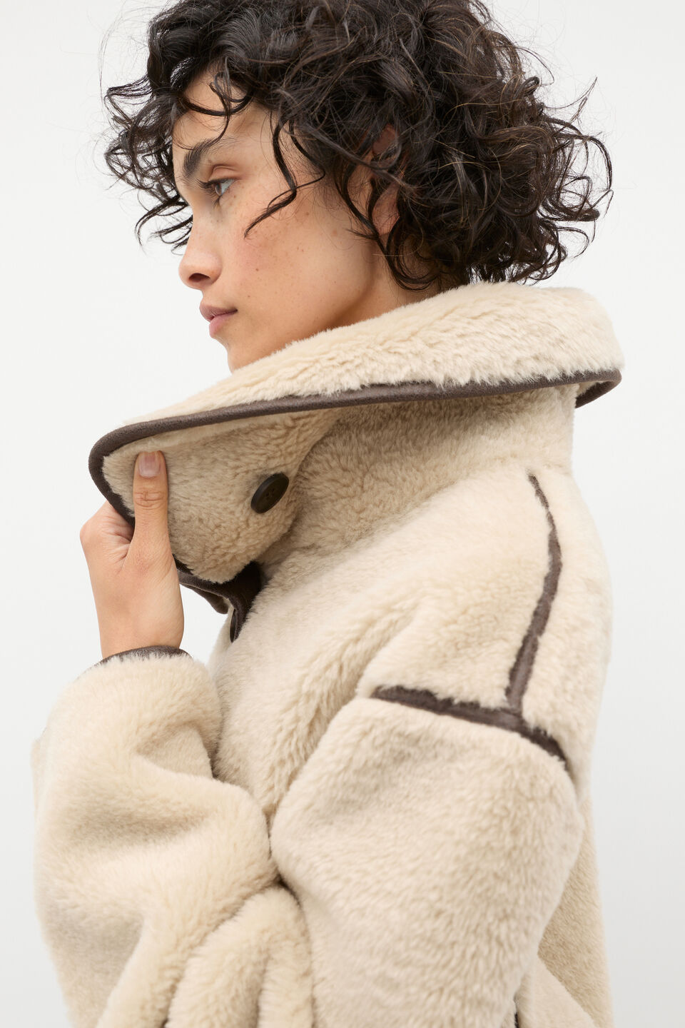 Contrast Trim Teddy Jacket  Teddy