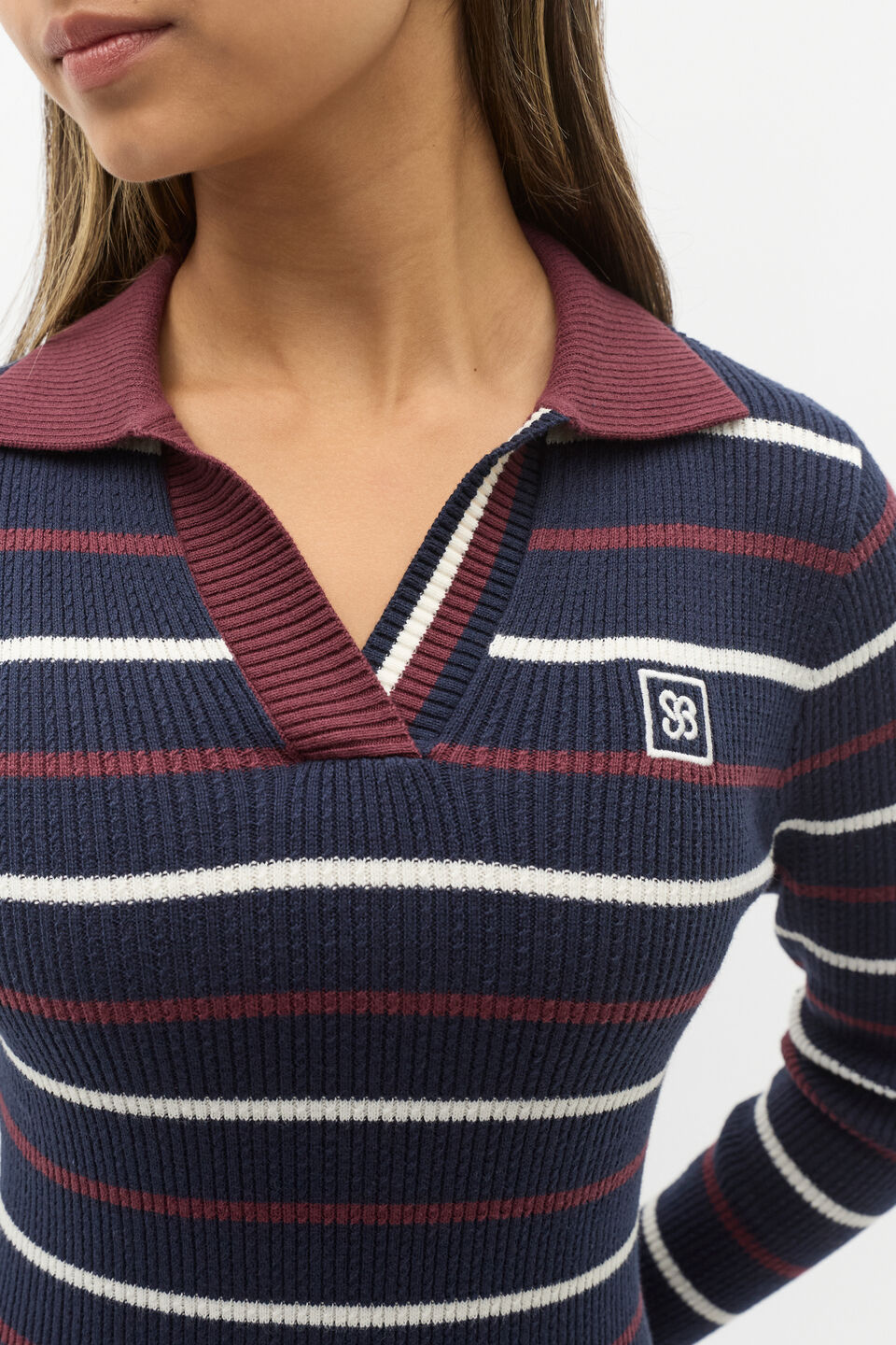 Stripe Knit Dress  New Navy