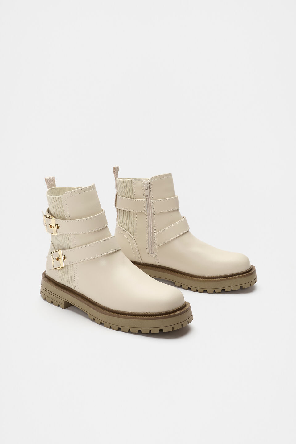 Rib Biker Boot  Latte