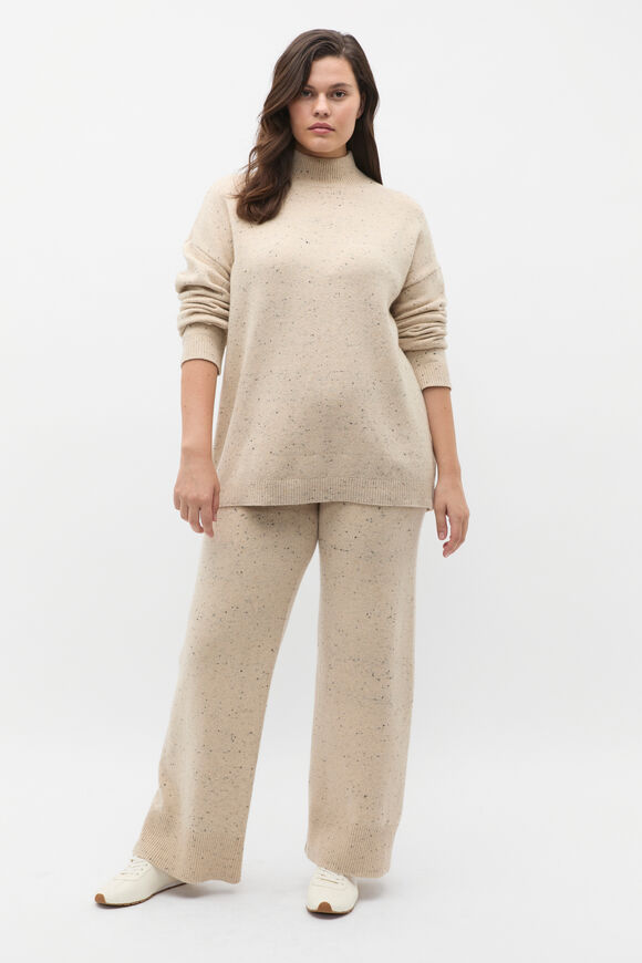 Fleck Mock Neck Slouch Knit  Latte Fleck  hi-res