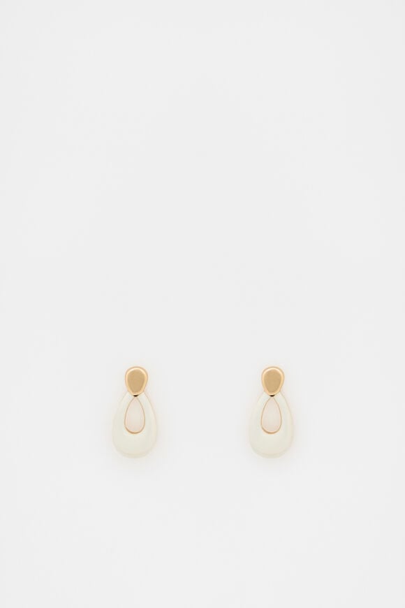Enamel Small Drop Earring  Coconut Cream  hi-res