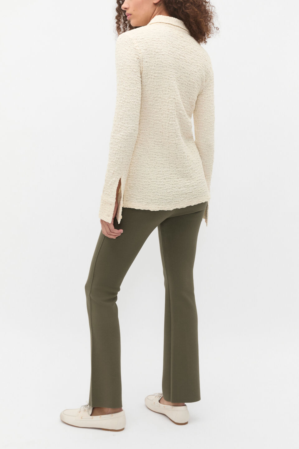 Textured Longline Polo Top  Tofu