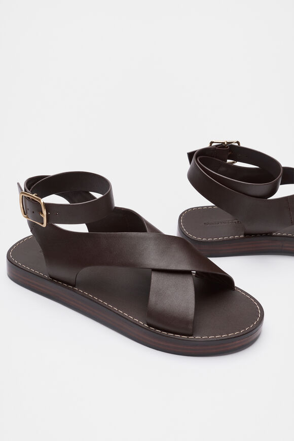 Rani Cross Strap Sandal  Chocolate  hi-res
